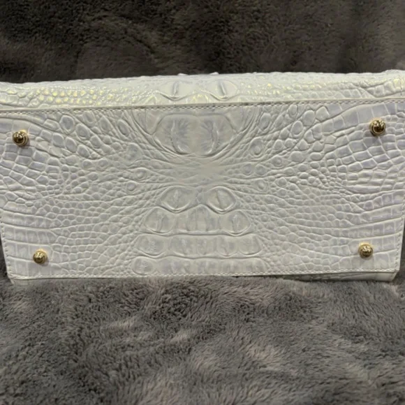 Brahmin Crocodile Caroline Leather Satchel Bag-White - Picture 6 of 7